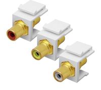 XMSJSIY RCA Keystone Jack Inserts Connector Socket Female to Female Gold Plated RCA Inline Coupler Wall Jack Modular Adapter for Wall Plate Outlet Panel Mount - White