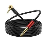XMSJSIY Right Angle 3.5mm 1/8inch TS to 6.35mm 1/4inch TS Jack Audio Cable | Gold-Plated 6.35mm Male to 3.5mm Male Mono Audio Cable Nylon Braided for Earphone Guitar Speaker - 1.8M/5.9FT