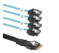XMSJSIY SFF-8654 4i 38 Pin Host to SATA 7 Pin X4 Target Hard Disk Server | Slimline SAS 4.0 Data Transmission Cable Array Drive Cable for Computer - 0.5M / 1.64FT