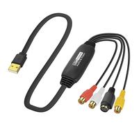 XMSJSIY USB 2.0 Audio Video Capture Card S Video RCA to USB Digital Grabber Recorder CVBS VHS VCR to Digital Converter for DVD Player,Laptop,PC,Tape Recording -1.2M/3.9FT