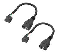 XMSJSIY USB 2.0 Female to Motherboard 9 Pin Header Adapter Cable USB Type A Port to Dupont 5 Pin Female Mainboard Data Cable 5 Cores Cord -10CM/3.9IN 2PCS