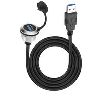 XMSJSIY USB 3.0 Panel Flush Mount Cable 5Gbps USB Type-A Male to USB Type-A Female Threaded Fixed Panel Mount Extension Cable USB A Port Charging Socket Connector for Data Transfer - 1M/3.2FT (Round)