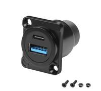 XMSJSIY USB 3.0 Type-C D-Type Panel Mount Coupler USB 3.0 A/Type C 20V3A 60W Female to Female Solderless Connector Chassis Panel Socket Data Transmission Extension Adapter (D-Type)