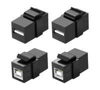 XMSJSIY USB B to USB A Panel Mount Adapter Keystone Insert Solderless Socket Connector USB2.0 Type B Female to Type A Female Keystone Coupler Wall Outlet Jack Adapter for PC Printer Scanner - 4PCS