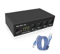 XMSJSIY USB MIDI Interface Box 4 In 4 Out 64 Channel MIDI Thru Box 4 * 4 Converter with Router Merge Splitter Thru Hub with LED Indicators for PC Mac and USB MIDI instruments - 1PCS