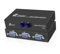XMSJSIY VGA Switch Box 2 IN 1 OUT 1080P Audio Video Sharing Selector | 2 Port VGA Audio Video Splitter Switcher Dual Monitor Adapter Support XVGA, SVGA, UXGA Monitor Switch for PC, Projector, TV