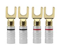 XMSJSIY Y Spade Plug Banana Speaker Wire Connectors Banana U Fork Spade Plug 45 Degree Audio Jack Connector Pure Copper for Screw Locking Speaker Wire - 4PCS (Y Shade)