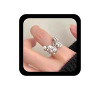 Xmsrn Hollow Butterfly Ring Vintage Boho Pearl Pearl Statement Ring Butterfly Ring Mobile Hand Ring for Women