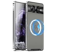 XMTON Metal Case for Google Pixel 8a 6.1", Slim Aviation Aluminum Metal Bumper Cover Compatible with Magsafe Case Built-in Camera Lens Film (Silver)