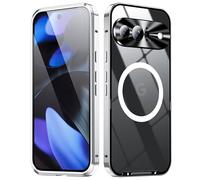 XMTON Metal Case for Google Pixel 9 6.3", Slim Aviation Aluminum Metal Bumper Cover Compatible with Magsafe Case Built-in Camera Lens Film (Silver)
