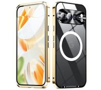 XMTON Metal Case for Google Pixel 9 Pro 6.3", Slim Aviation Aluminum Metal Bumper Cover Compatible with Magsafe Case Built-in Camera Lens Film (Gold)