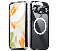 XMTON Metal Case for Google Pixel 9 Pro 6.3", Slim Aviation Aluminum Metal Bumper Cover Compatible with Magsafe Case Built-in Camera Lens Film (Black)