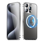 XMTON Metal Case for iPhone 16 Pro Max 6.9", Slim Aviation Aluminum Metal Bumper Cover Compatible with Magsafe Case Built-in Camera Lens Film (Silver)