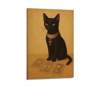 XMUXCY Art Illustration Ancient Egyptian Black Cat Tarot Canvas Wall Art Posters for Modern Family Bedroom And Office Decor Artwork 12x18inch(30x45cm)