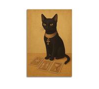 XMUXCY Art Illustration Ancient Egyptian Black Cat Tarot Canvas Wall Art Posters for Modern Family Bedroom And Office Decor Artwork 24x36inch(60x90cm)