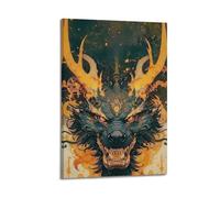 XMUXCY Art Illustration Mythical Style of Fiery Qilin Canvas Wall Art Posters for Modern Family Bedroom And Office Decor Artwork 24x36inch(60x90cm)