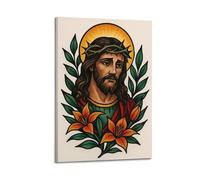 XMUXCY Art Traditional Tattoo-style Religious Illustration Canvas Wall Art Posters for Modern Family Bedroom And Office Decor Artwork 12x18inch(30x45cm)