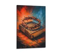 XMUXCY Bedroom Wall Decoration Canvas Posters-Bible Thorns Poster Holy Bible Crown of Thorns Sacred Decor Painting 08x12inch(20x30cm) Frame-style