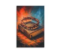 XMUXCY Bedroom Wall Decoration Canvas Posters-Bible Thorns Poster Holy Bible Crown of Thorns Sacred Decor Painting 08x12inch(20x30cm) Unframe-style