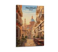 XMUXCY Bedroom Wall Decoration Canvas Posters-City Poster Palermo Sicily Street View Decorative Art 08x12inch(20x30cm) Frame-style