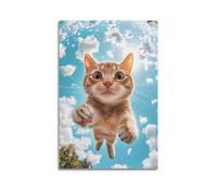 XMUXCY Bedroom Wall Decoration Canvas Posters-Creative Poster Cat Blue Sky Healing Fresh Canvas Decor 12x18inch(30x45cm) Unframe-style