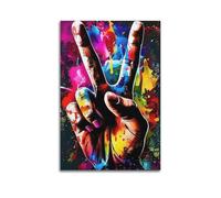 XMUXCY Bedroom Wall Decoration Canvas Posters-Creative Poster Peace Sign Colorful Graffiti Canvas Decor 24x36inch(60x90cm) Unframe-style