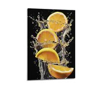 XMUXCY Bedroom Wall Decoration Canvas Posters-Food Poster Splashing Lemon Slices Fresh Decorative Art 08x12inch(20x30cm) Frame-style
