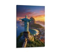 XMUXCY Bedroom Wall Decoration Canvas Posters-Scenery Poster Rio De Janeiro Christ The Redeemer Decorative Art 12x18inch(30x45cm) Frame-style