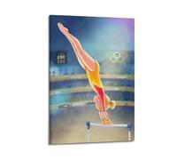 XMUXCY Bedroom Wall Decoration Canvas Posters-Sports Poster Gymnastics Athlete Olympic Rings Watercolor Decorative Painting 24x36inch(60x90cm) Frame-style