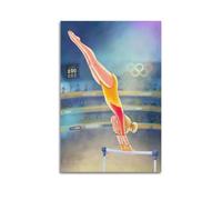 XMUXCY Bedroom Wall Decoration Canvas Posters-Sports Poster Gymnastics Athlete Olympic Rings Watercolor Decorative Painting 12x18inch(30x45cm) Unframe-style