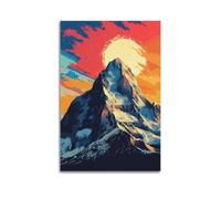 XMUXCY Canvas Wall Art Posters Abstract Landscape Mountain Peak Sunrise Unframe-style Modern Decor for Living Room Bedroom Office 08x12inch(20x30cm)
