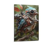XMUXCY Canvas Wall Art Posters Animal Steampunk Mechanical Bird Frame-style Modern Decor for Living Room Bedroom Office 24x36inch(60x90cm)