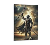 XMUXCY Canvas Wall Art Posters Cold Weapon Templar Knight Frame-style Modern Decor for Living Room Bedroom Office 16x24inch(40x60cm)