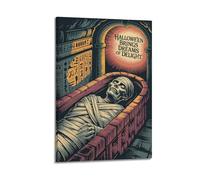 XMUXCY Canvas Wall Art Posters Holiday Halloween Mummy Frame-style Modern Decor for Living Room Bedroom Office 20x30inch(50x75cm)