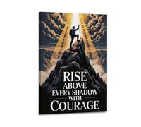 XMUXCY Canvas Wall Art Posters Inspirational Caption Rise Above Every Shadow Frame-style Modern Decor for Living Room Bedroom Office 24x36inch(60x90cm)