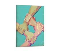 XMUXCY Canvas Wall Art Posters Inspirational Unity Hands Frame-style Modern Decor for Living Room Bedroom Office 16x24inch(40x60cm)