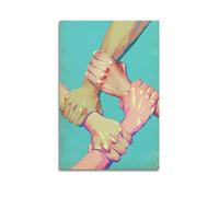 XMUXCY Canvas Wall Art Posters Inspirational Unity Hands Unframe-style Modern Decor for Living Room Bedroom Office 24x36inch(60x90cm)