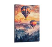 XMUXCY Canvas Wall Art Posters Landscape Watercolor Hot Air Balloons Frame-style Modern Decor for Living Room Bedroom Office 20x30inch(50x75cm)