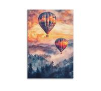 XMUXCY Canvas Wall Art Posters Landscape Watercolor Hot Air Balloons Unframe-style Modern Decor for Living Room Bedroom Office 20x30inch(50x75cm)
