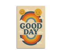 XMUXCY Canvas Wall Art Posters Life Illustration Good Day Rainbow Poster Unframe-style Modern Decor for Living Room Bedroom Office 24x36inch(60x90cm)