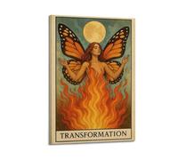 XMUXCY Canvas Wall Art Posters Myth Transformation Butterfly Goddess Tarot Card Frame-style Modern Decor for Living Room Bedroom Office 12x18inch(30x45cm)