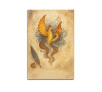 XMUXCY Canvas Wall Art Posters Myth Twin Phoenixes Unframe-style Modern Decor for Living Room Bedroom Office 24x36inch(60x90cm)
