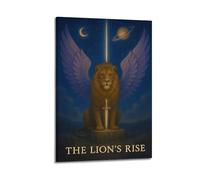 XMUXCY Canvas Wall Art Posters Myth Winged Lion with Sword Frame-style Modern Decor for Living Room Bedroom Office 12x18inch(30x45cm)