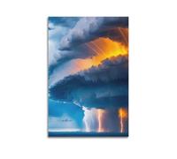 XMUXCY Canvas Wall Art Posters Natural Wonder Thunderstorm Clouds Unframe-style Modern Decor for Living Room Bedroom Office 24x36inch(60x90cm)
