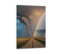 XMUXCY Canvas Wall Art Posters Natural Wonder Tornado And Rainbow Frame-style Modern Decor for Living Room Bedroom Office 20x30inch(50x75cm)