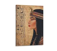 XMUXCY Canvas Wall Art Posters Religion Egyptian Style Woman Profile Hieroglyphs Frame-style Modern Decor for Living Room Bedroom Office 12x18inch(30x45cm)