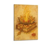 XMUXCY Canvas Wall Art Posters Religion Golden Lotus Magic Grimoire Frame-style Modern Decor for Living Room Bedroom Office 24x36inch(60x90cm)