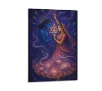 XMUXCY Canvas Wall Art Posters Religion Krishna And Radha Cosmic Dance Frame-style Modern Decor for Living Room Bedroom Office 12x18inch(30x45cm)