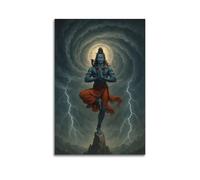 XMUXCY Canvas Wall Art Posters Religion Shiva In Thunder Unframe-style Modern Decor for Living Room Bedroom Office 24x36inch(60x90cm)