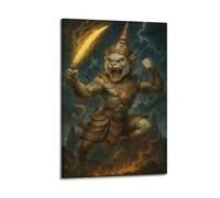 XMUXCY Canvas Wall Art Posters Religion Thai Myth Hanuman Frame-style Modern Decor for Living Room Bedroom Office 16x24inch(40x60cm)